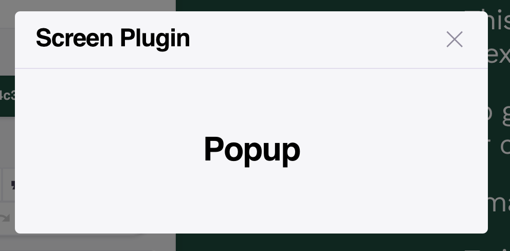popup screen plugin